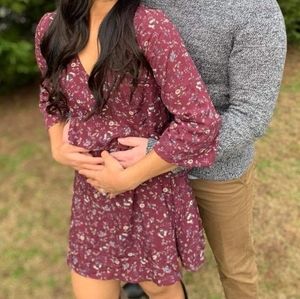 Burgundy floral dress